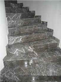 Silver Marble Steps, Stairs, Albania Grey Marble