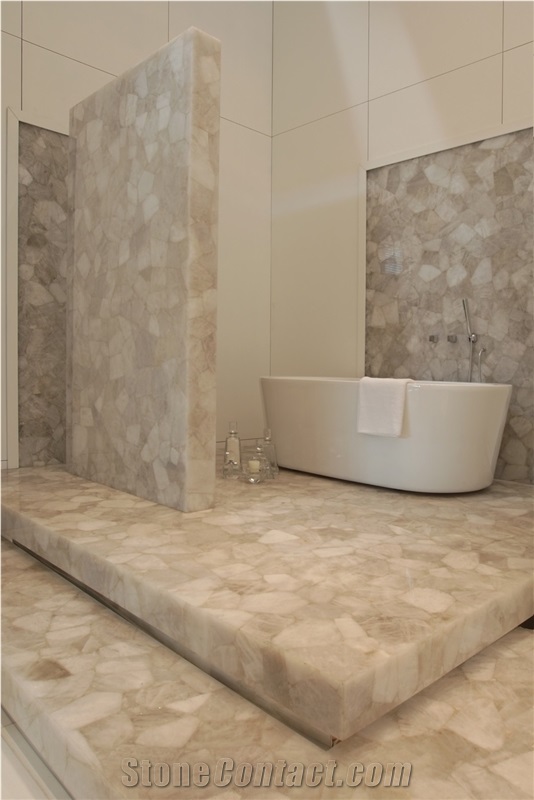 Ghiaccio Semiprecious Stone Bathroom Design