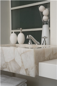 Puro Concetto White-Quartz Semiprecious Stone Bathroom Sink