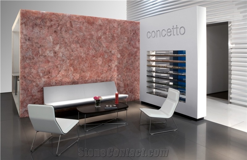 Rosado Concetto Rose-Quartz Backlight Semiprecious Stone Wall Panel