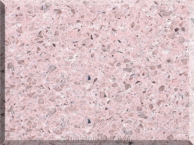 Crystal Spot Pink Solid Surface Manmade Stone Quartz Stone