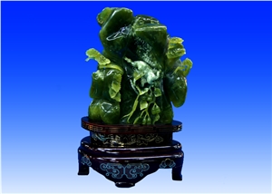 Green Jade-Carvings,China Green Jade Sculptures,Dai Dai Feng Hou Jade, Green Art Works