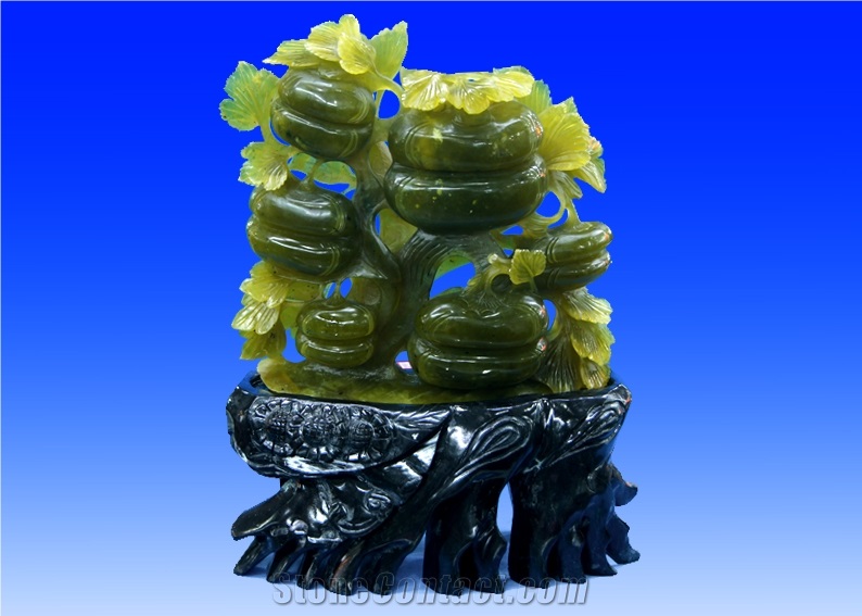 Green Jade-Carvings China Green Jade Sculptures-Shi Shi Ru Yi