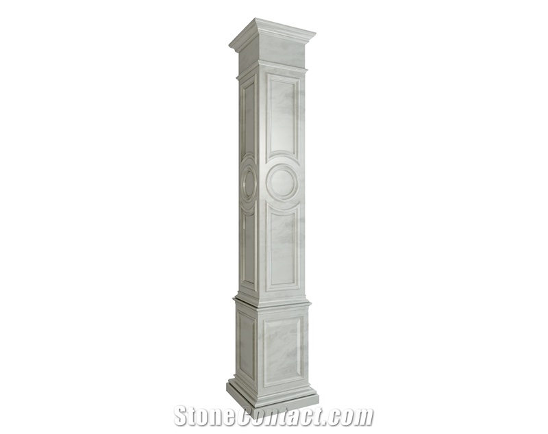 beige marble round column, square column