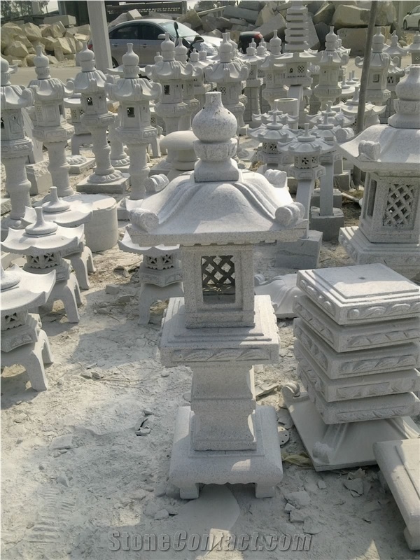 Chinese Granite Lantern, Garden Lanterns, Exterior Lamps, Crystal White Granite Chinese Granite Lantern