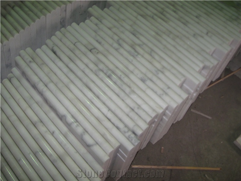 Chinese Guangxi White / Chinese Carrara White Marble Stair Treads / Steps