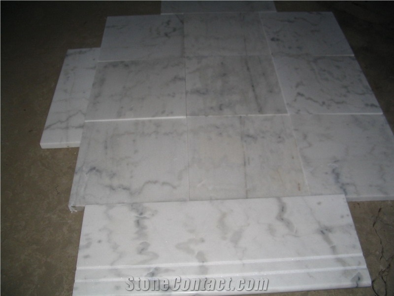 Chinese Guangxi White / Chinese Carrara White Marble Stair Treads / Steps