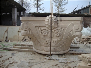 Crama Marfil Marble Roman Style Ionic Column Tops