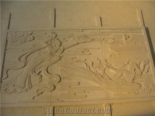 Dholpur Beige Sandstone Relief & Etching
