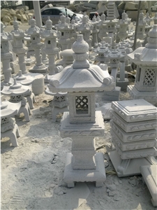 Exterior Lamps, Chinese Granite Lanterns, Garden Lamps, Crystal White Granite Chinese Granite Lanterns
