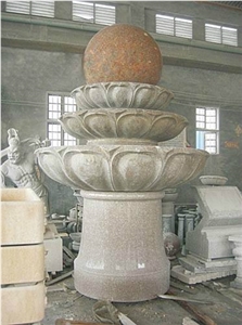 G664 Granite & Maple Red Granite Carved Three Layer Lotus Shape Fortune Ball Fountains Rolling Ball Fountains