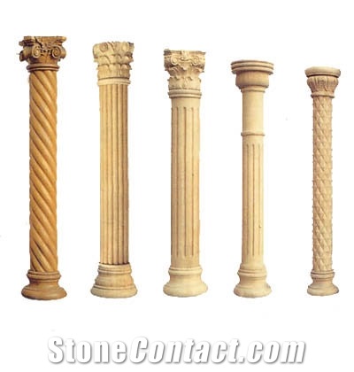 G682 Sunset Yellow Granite Carved Roman Columns Corinthian Columns for Building