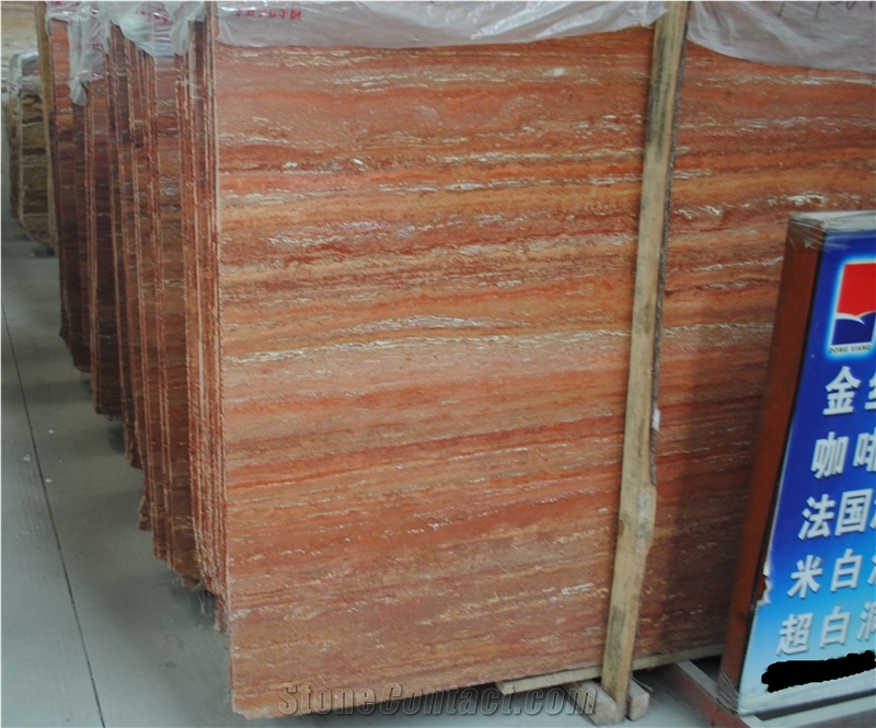 Iran Red Travertine / Red Travertino for Interior Wall Covering Decoration Slabs & Tiles