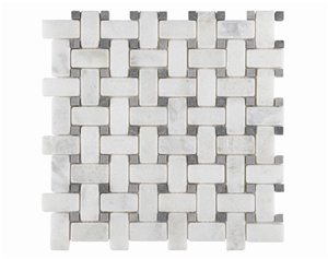 mosaic in white and black marble for wall,flooring, bathroom