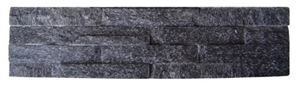 Natural Black Quartzite Ledge Stone Veneers / Interior Wall Cladding / Cultured Stone