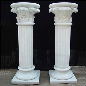 Natural Chinese White Marble Caved European Style Roman Column Tops Bases