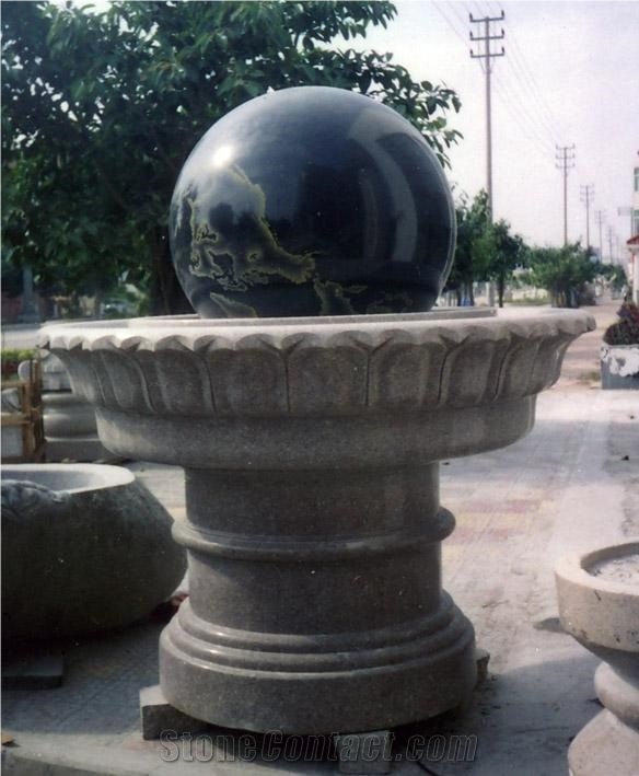 Natural G664 Granite Carved Floating Fortune Ball Fountains