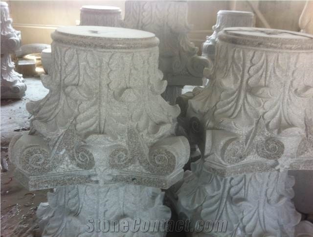 Natural G664 Red Granite Carved Roman Style Doric Column Tops