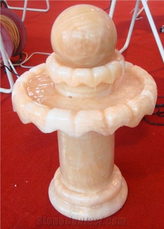 Natural Honey Yellow Onyx Carved Sculptured Floating Ball Fountains Fortune Ball Fountains