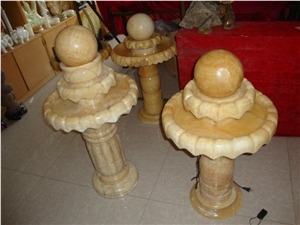 Natural Honey Yellow Onyx Carved Sculptured Floating Ball Fountains Fortune Ball Fountains