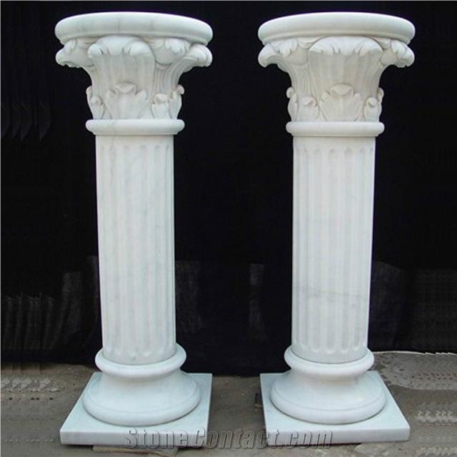 Natural White Marble Carved European Style Doric Columns Building Design