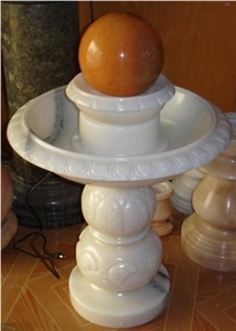Pure White Marble Carved Fortune Ball Fountains Floating Ball Fountains