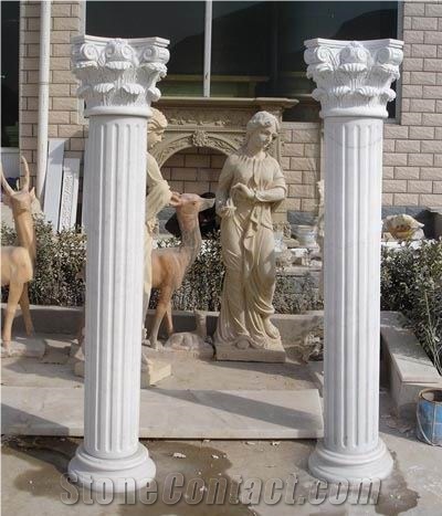 Pure White Marble European Style Customized Corinthian Columns