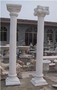 Pure White Marble European Style Customized Corinthian Columns