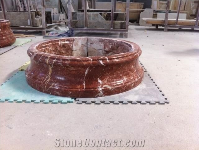 Rosso Levanto Marble Carved European Style Roman Column Bases