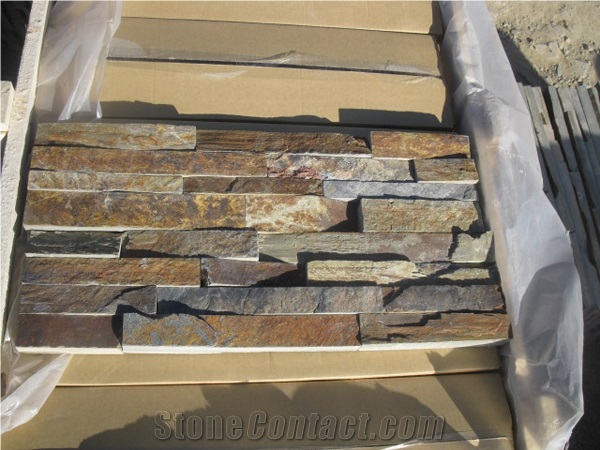 Rust Slate for Wall, Flooring, Paving, China Yellow Slate Cultured Stone