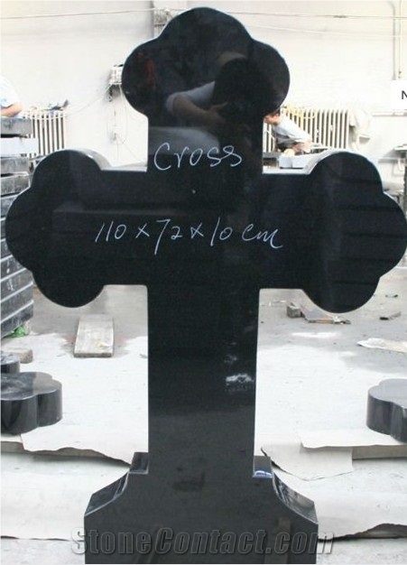 Shanxi Black Granite Simple Western Style Celtic Cross Tombstone
