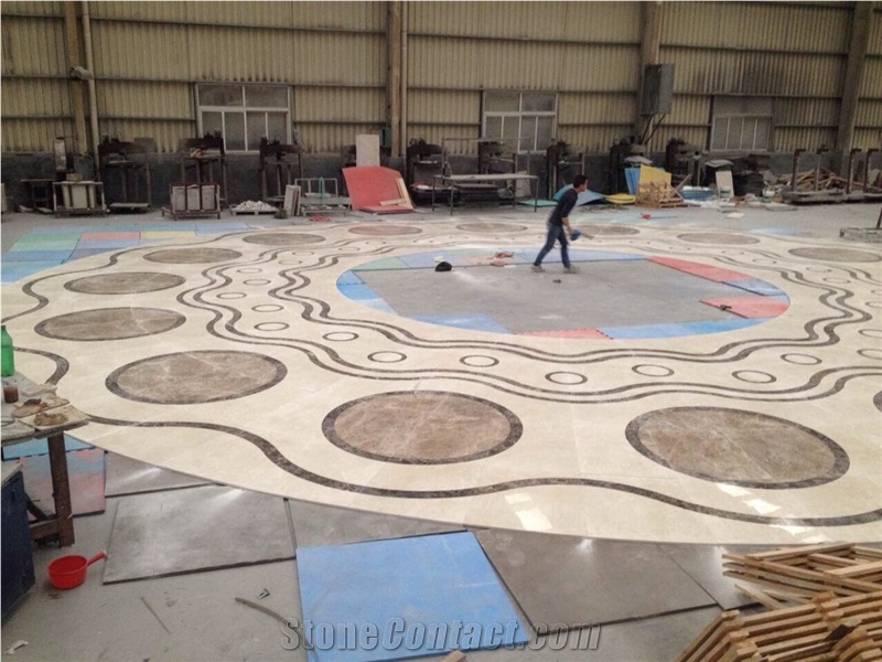 Waterjet China Emperador Light Marble for Floor Covering Pattern
