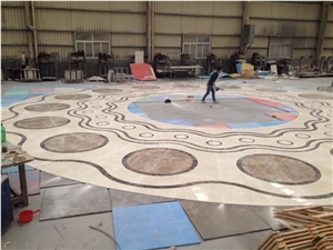 Waterjet China Emperador Light Marble for Floor Covering Pattern