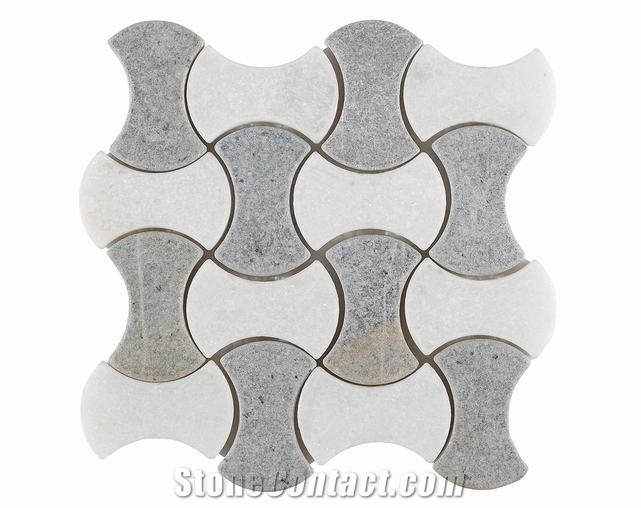 white marble mosaic flooring tile,cube stone