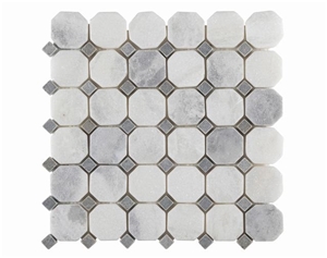 white marble mosaic for flooring, wall, bathroom