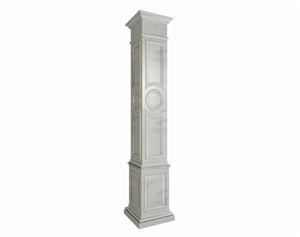 white marble square column, round column