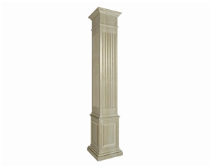 white marble square column, round column