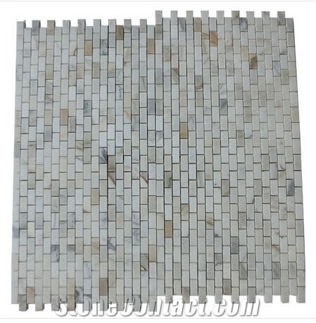 5/8" X 5/8" Marble Mosaic Tiles, Bianco Carrara Marble Polished Mosaic