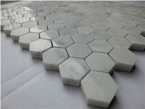 Bianco Carrera White Marble Hexagon Mosaic Tile Honed