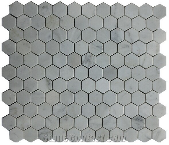 Torpedo 1/4 X Random White Carrera Marble Pattern Mosaic Tile