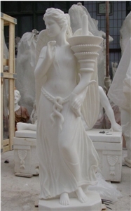 Polished White Marble Human Sculpture