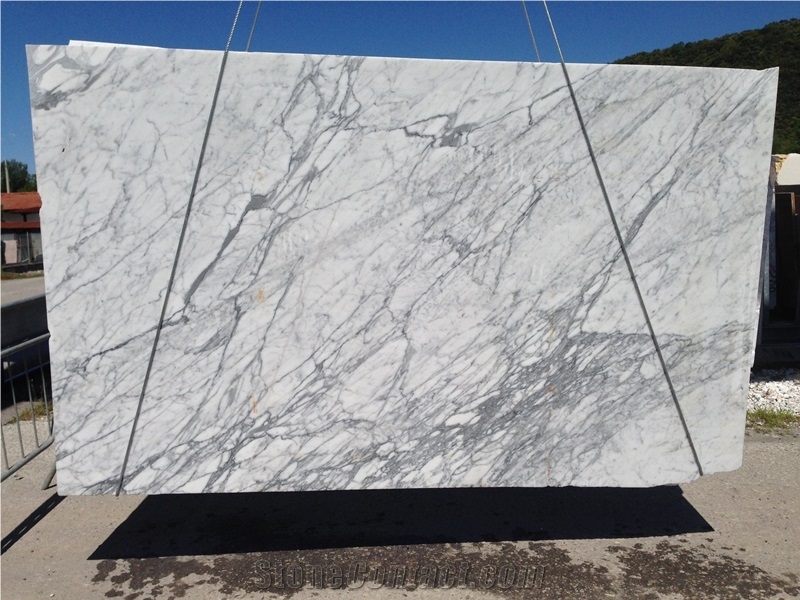 White Carrara Marble Slabs & Tiles, Statuarietto White Marble Slabs & Tiles