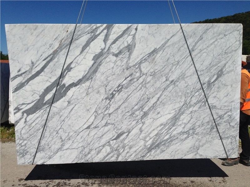 White Carrara Marble Slabs & Tiles, Statuarietto White Marble Slabs & Tiles