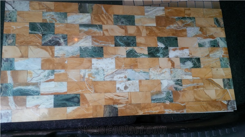 Peacock Jade Golden Marble Mosaic Tiles 30x60cm