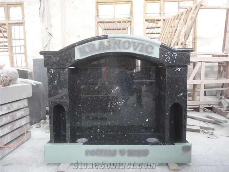 Engraved Tombstone, Pearl Blue Granite Monument & Tombstone