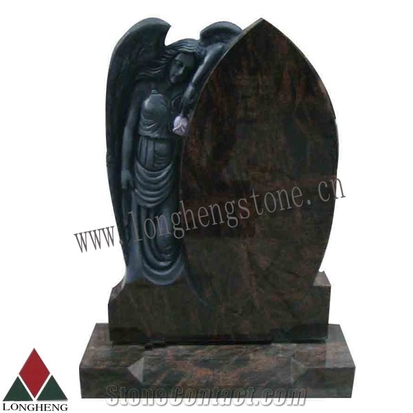 Bahama Blue Granite Tombstone with Angel, Blue Granite Monument & Tombstone
