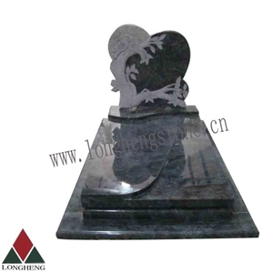 European Black Bench Tombstone with Laser Eatched Photo