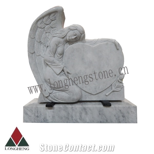 White Marble Angel Engraving Tombstone