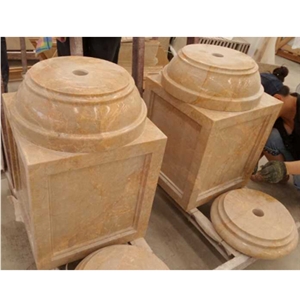 Wellest Golden Emperador Marble Solid & Hollow Configuration Antique Roman Columns Foot, Greek Columns Base