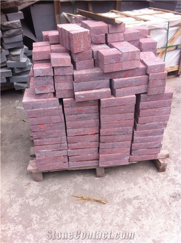 Red Porphyry Granite Cubestone,China Red Porphyry Granite Paving Stone